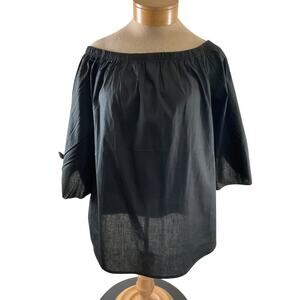 Rouge Collection Top Womens 1X Black Off Shoulder Puff Sleeve Blouse New Tags